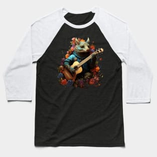 Armadillo Playing Guitar Baseball T-Shirt